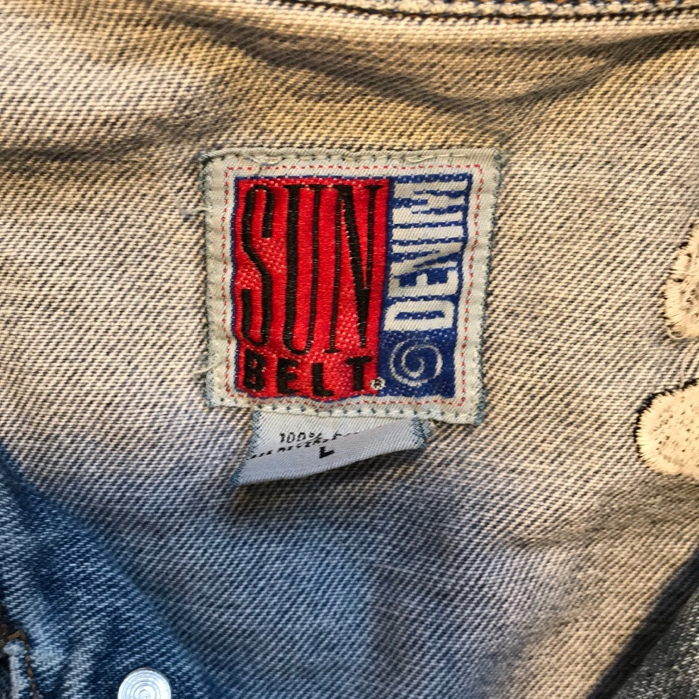 Vintage Sun Belt Denim Jacket with Paws Size L - Picture 4 of 6